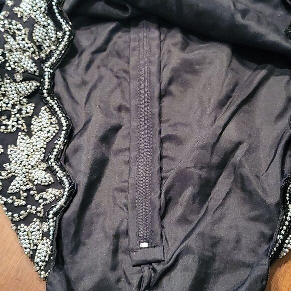 VTG LAURENCE KAZAR Glass Beaded Formal Black Tie Castlecore Blouse Small - Picture 11 of 13